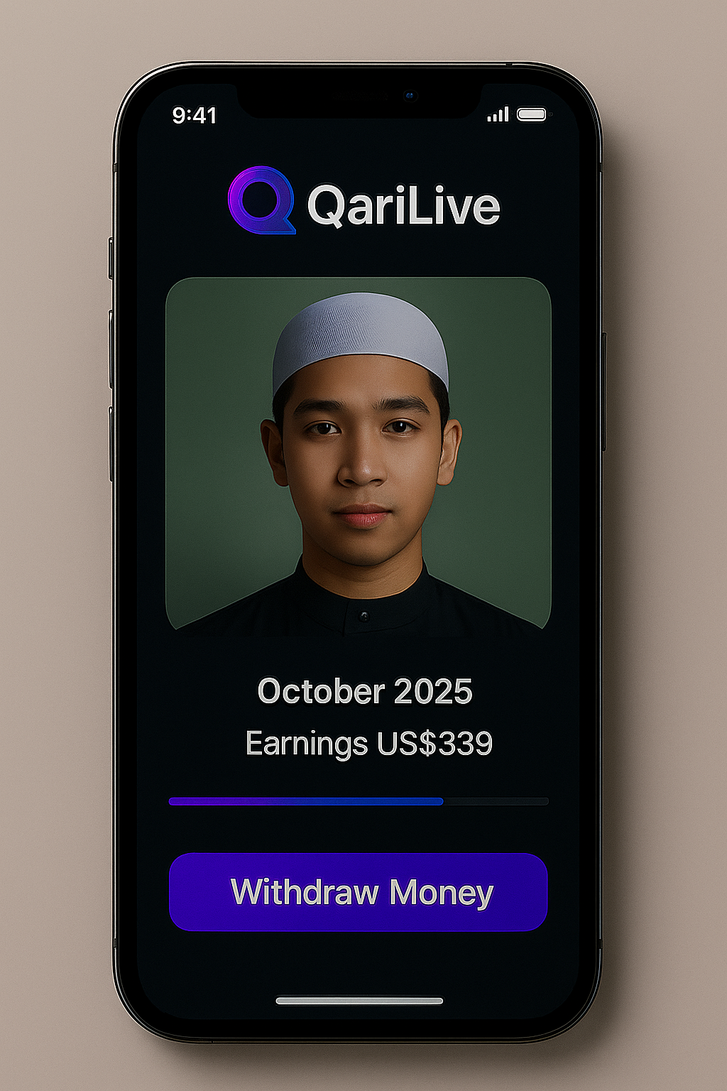 Platform awan QariLive (gambar ilustrasi sahaja, rekaan akhir mungkin berbeza)
